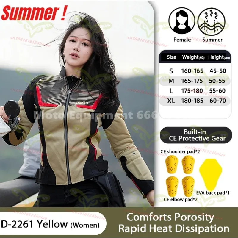 

DUHAN Summer Motorcycle Riding Jacket, Breathable Mesh Motorbike Jacket for Men Women, CE Certified Anti-Fall Protective Gear