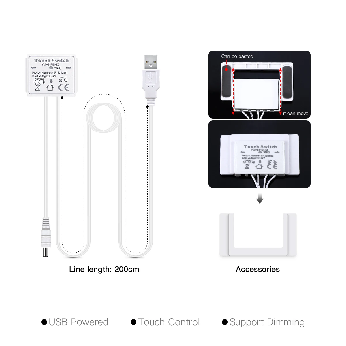 Pasek COB LED USB 5V z szkło lustrzane z akrylowym czujnikiem dotykowym z możliwością przyciemniania lustro do makijażu podświetleniem wystrój domu