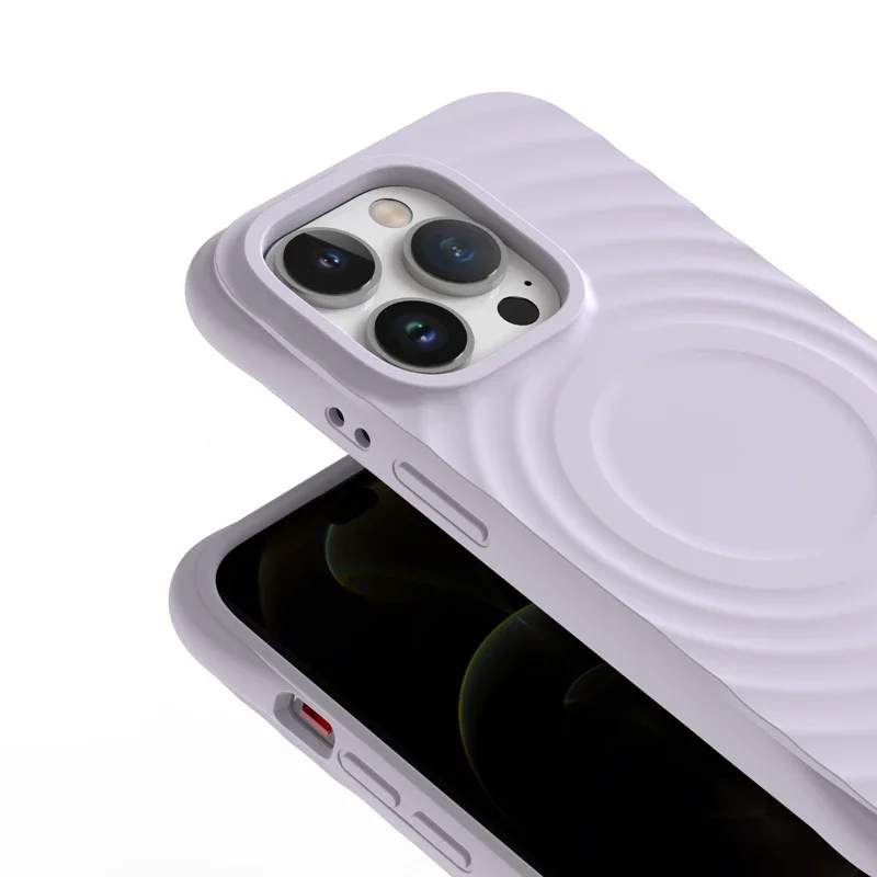 Original Liquid Silicone Wave Military Magsafe Case For iPhone 15 14 Pro Max 13 Magnetic Water Ripple Armor Back Cover Microfibe