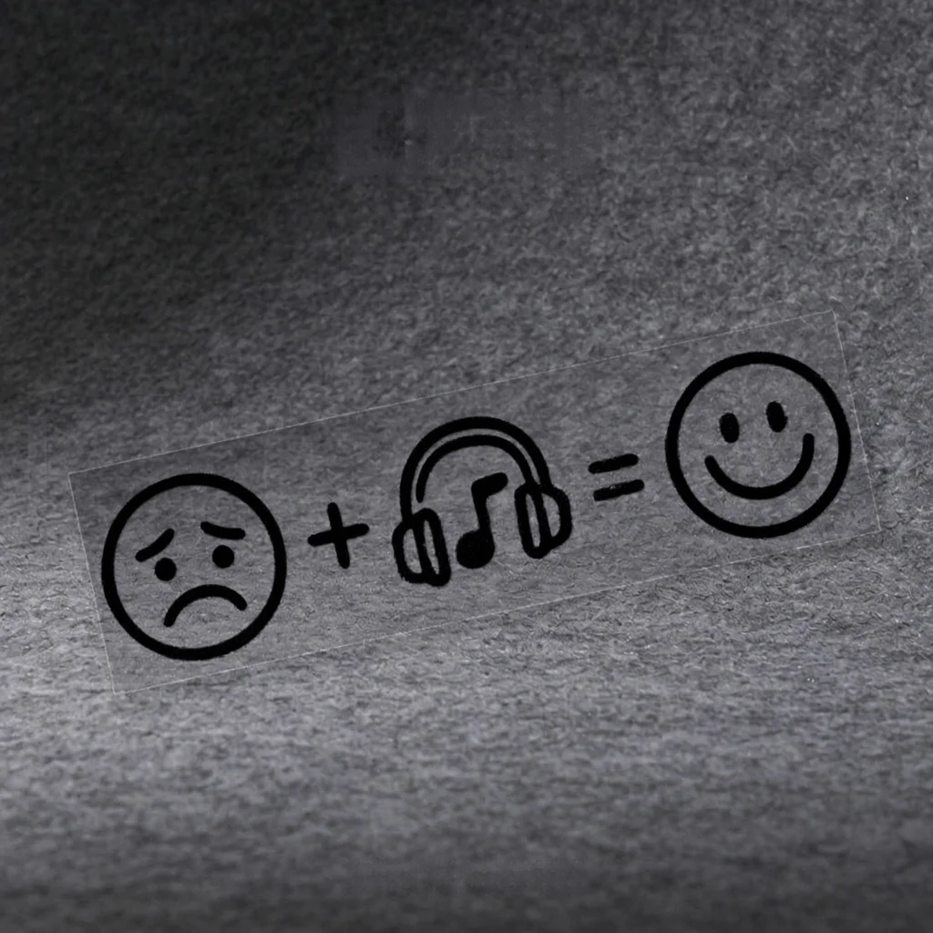 2pcs Sad Face Headphone Happy Face Vinyl Sticker, Funny Music Lover Waterproof Decal For Car Window Bumper Decor