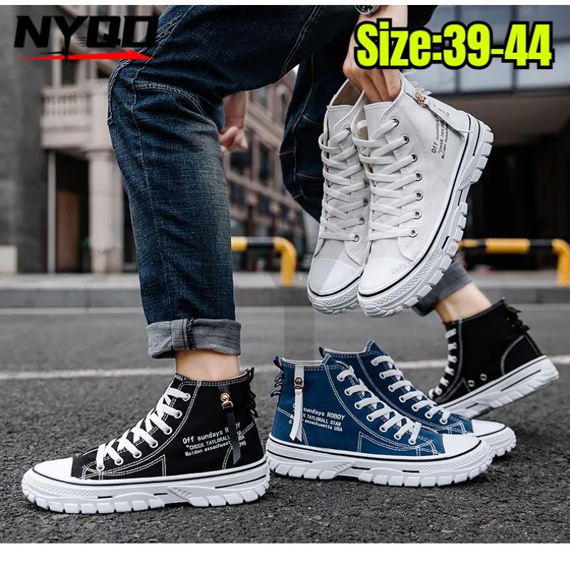 

Casual Sport Men's Shoes 2025 Spring Autumn Trendy Canvas Breathable High Top Basketball Shoes Summer Adult Rubber Sole