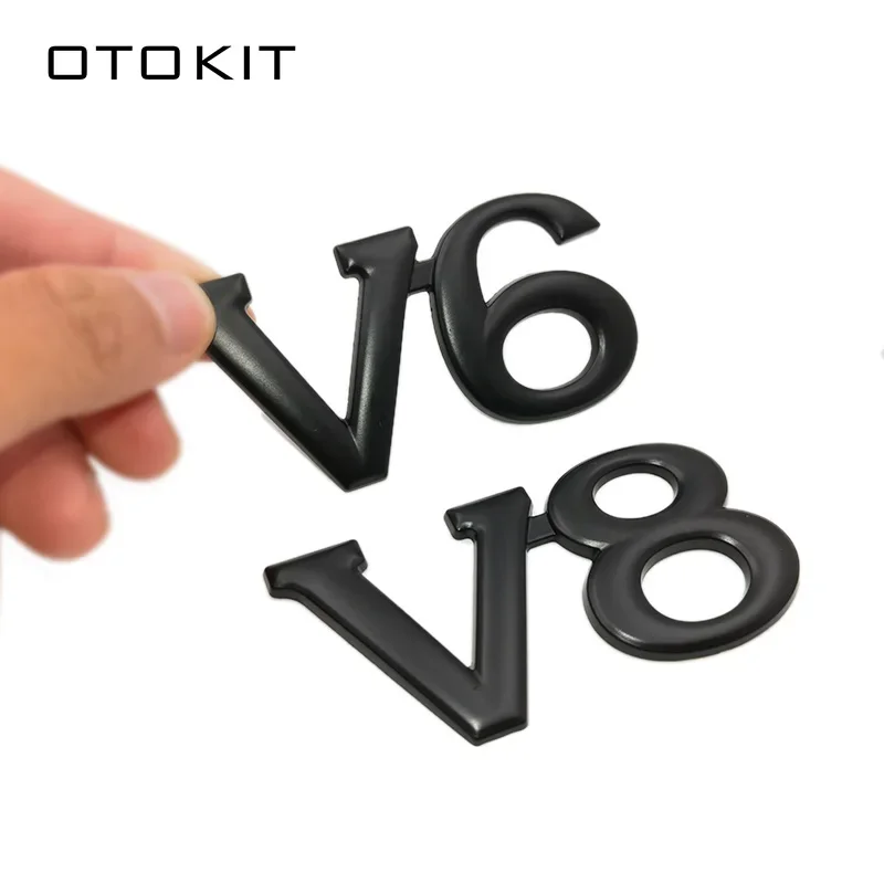OTOKIT 1Pcs Fashion 3D Metal V6 V8 Engine Display Car Sticker Emblem Badge for Cars Decorative Accessories New