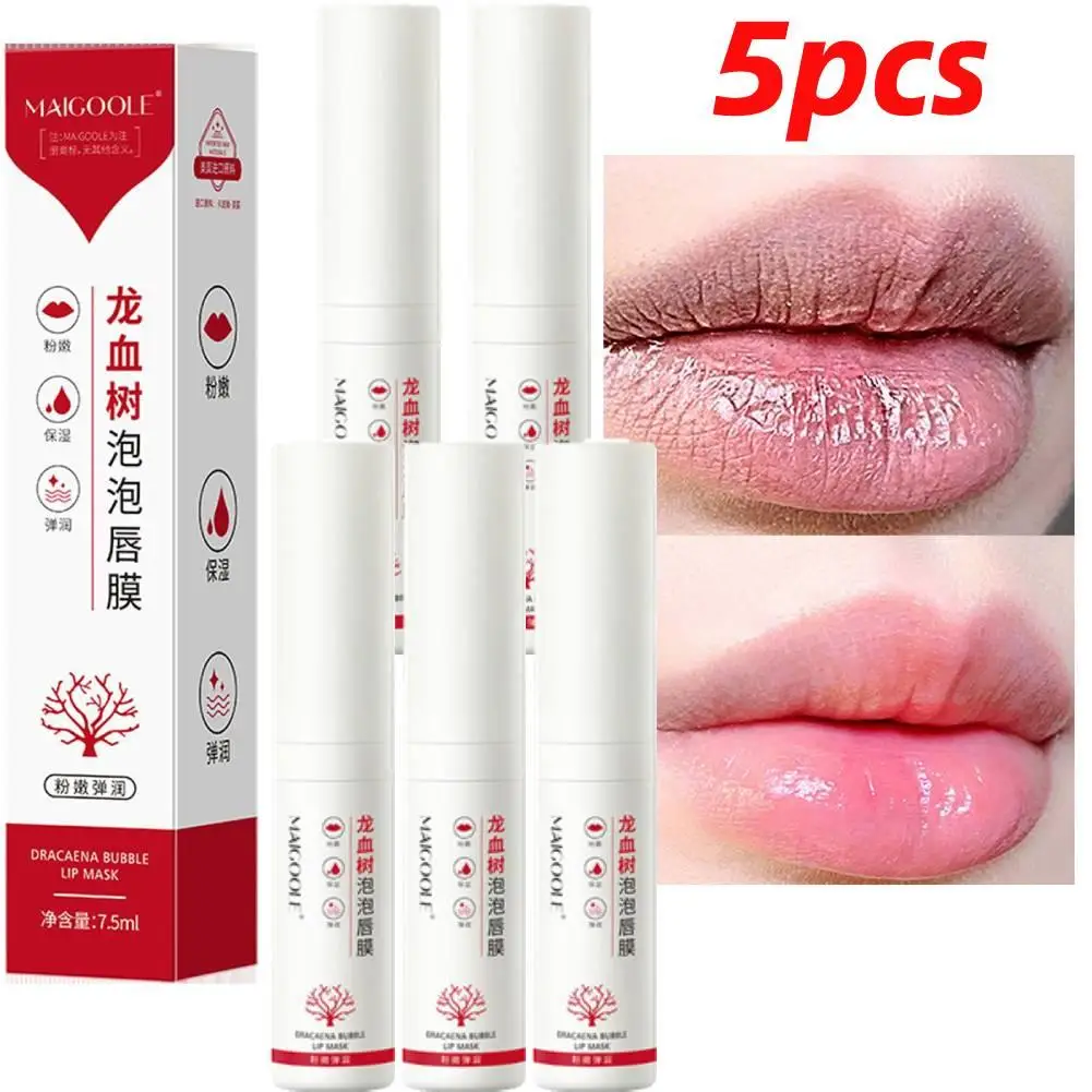 5Pcs Bubble Lip Mask Dragon Blood Tree Bubble esfoliazione delicata Scrub labbra idratante rossetto tenero cura delle labbra