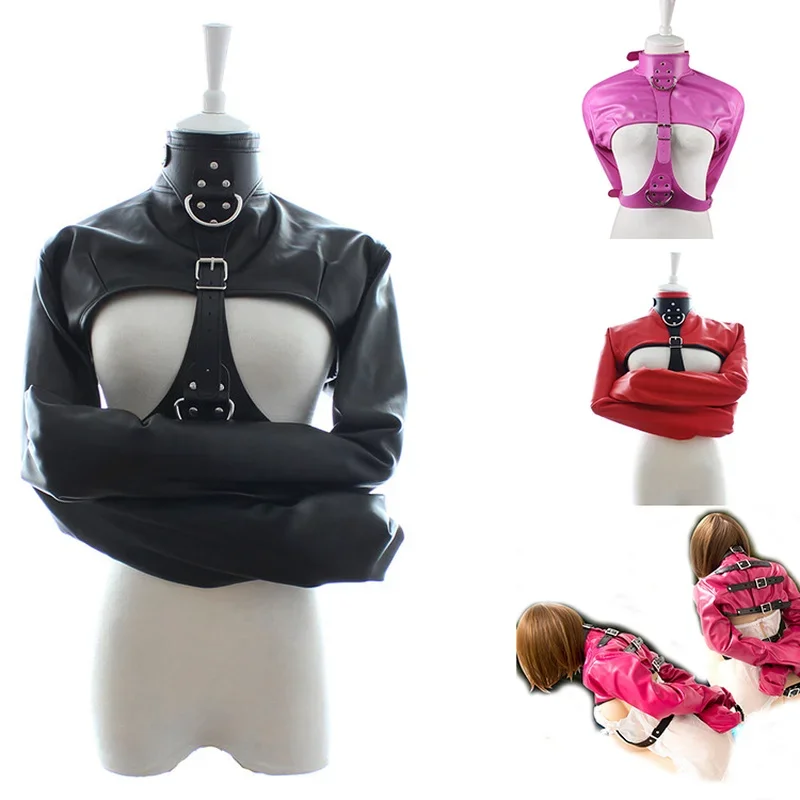 PU Leather Straitjacket BDSM Adult Games Straight Jacket Adjustable Harness Body Bondage Sex Toy for Women and Men