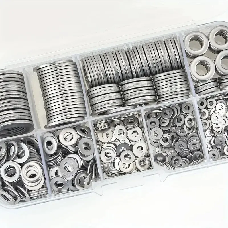 360/580pcs 304 Stainless Steel Flat Washers Set, Perfect For Home Decor, Factory Repair, Kitchens, Shops & More