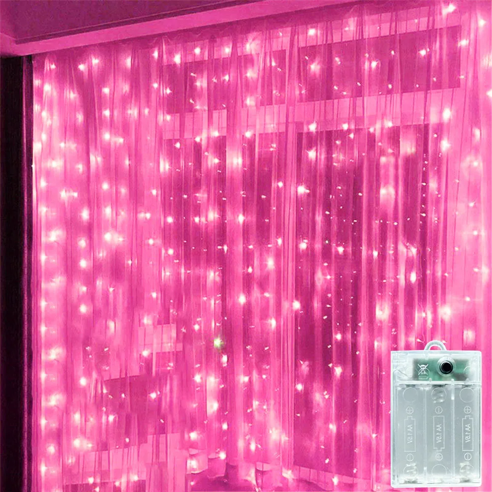 

Valentine's Day Battery Power LED Curtain Light String Wedding Birthday Party Decor Ramadan Decoration for Home Eid Mubarak