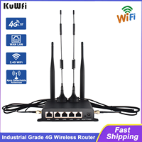 KuWFi 4G LTE Router 300Mbps Wireless WiFi Router 4pcs Detachable Antennas with WAN LAN RJ45 Port AP Repeater Mode SIM Card Slot