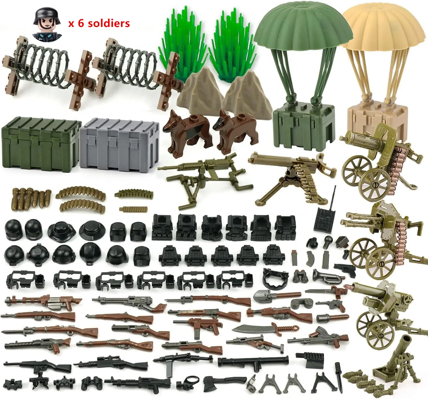 Weapon Pack Army WW2 Bricks Toys Soldier Figures Swat Team Gear Set Military Battle Building Blocks For Boys Gitfs