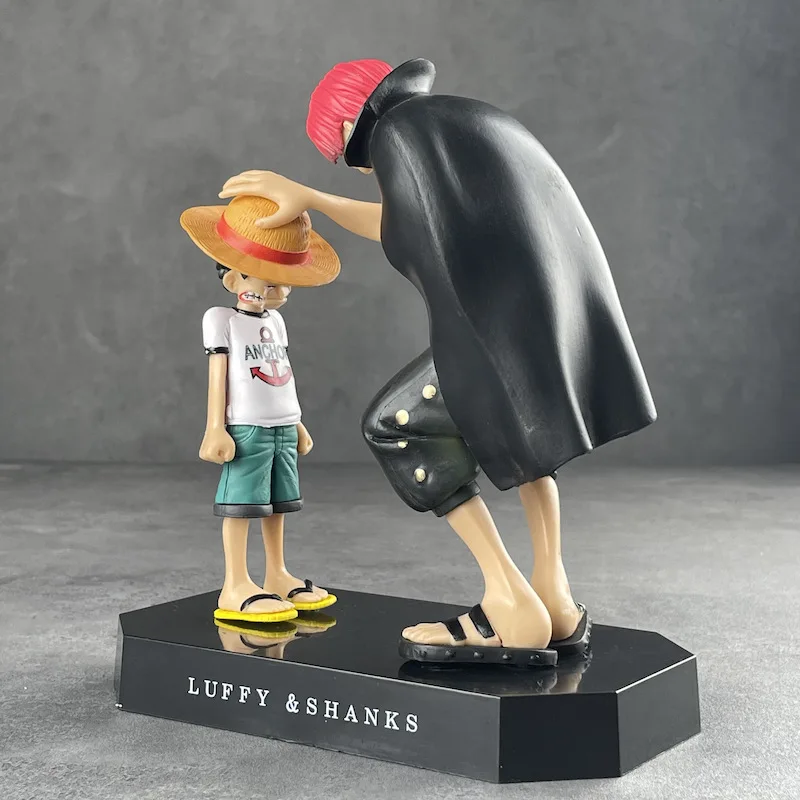 Figurine de Dessin Animé One Piece avec Chapeau de Paille, Shanks, Luffy, Jouet de Statue à Collectionner, Accessoires de Décoration de Voiture et de Bureau pour Enfant