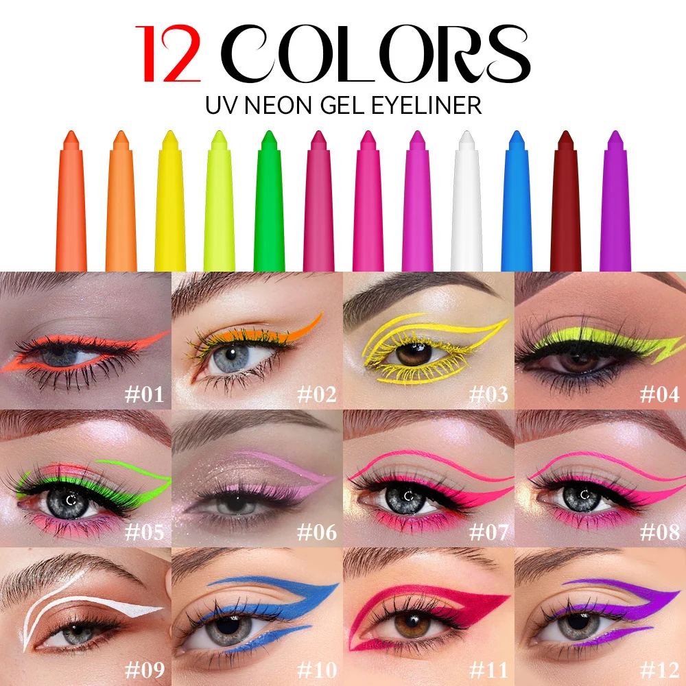 Matita gel per eyeliner monocolore, matita per sopracciglia color crema fluorescente, matita per ombretti, matita colorata per il corpo