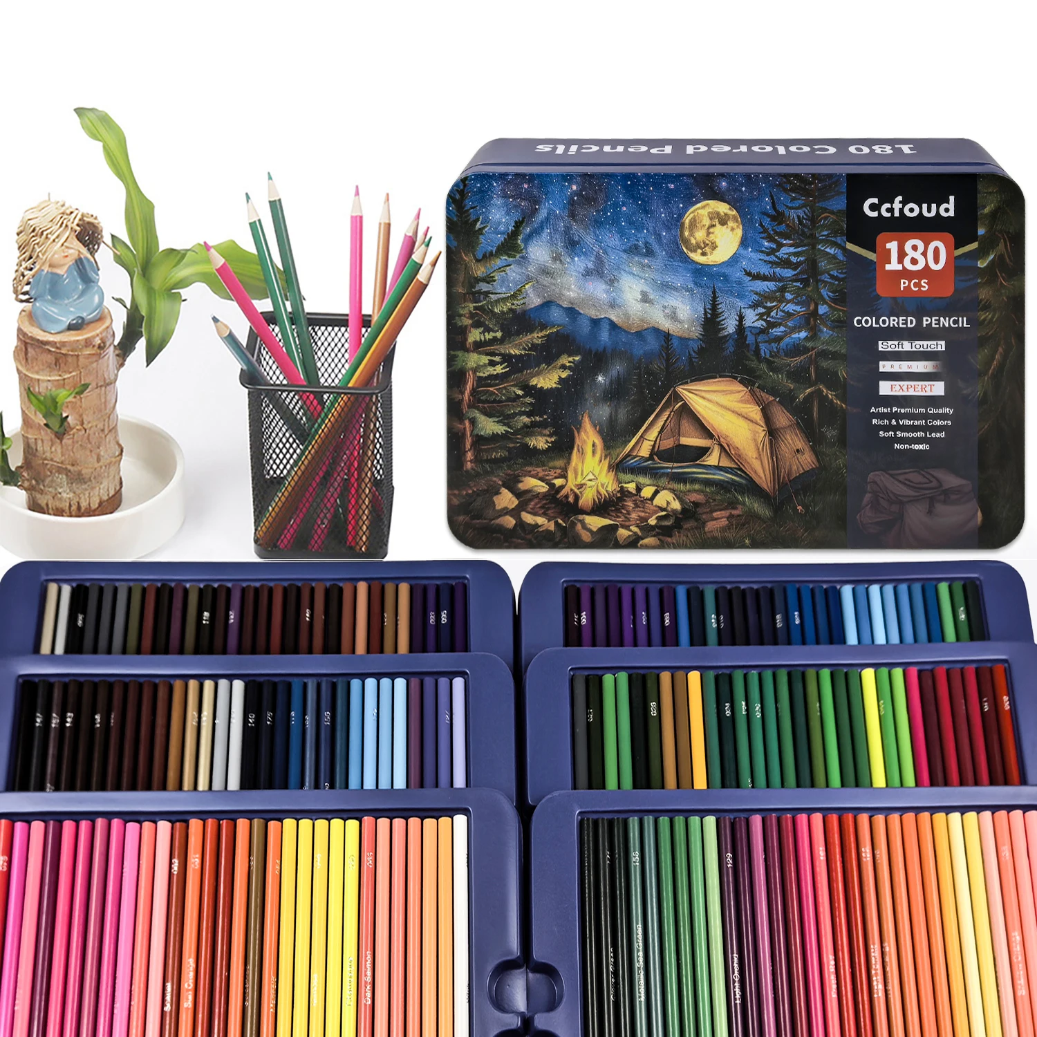 

180 цветных карандашей, мягкий сердечник, профессиональные пронумерованные художественные карандаши для рисования для эскизов, растушевки, рукоделия, пенал
