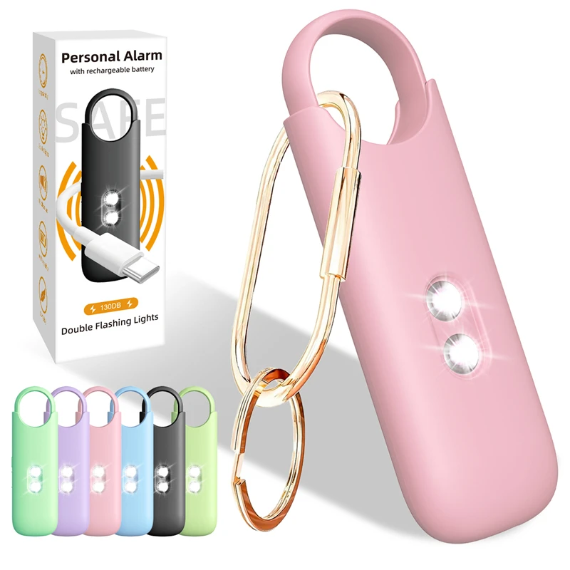 Rechargeable Personal Anti-Wolf Portable Emergency Call Alarm H6 Dual Flash Rechargeable Type-C with Metal Ring 2026