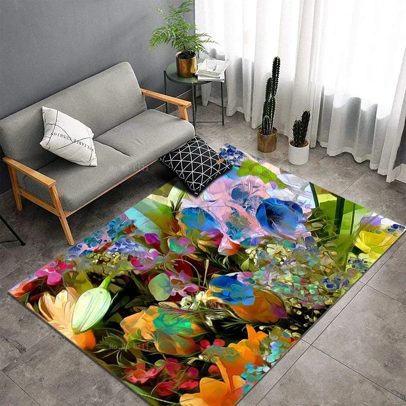 

UBN33Classical Vintage Floral Watercolor Bouquet Of Roses Abstract Unusual Bright Flannel Floor Rugs By Ho Me Lili Home Deco9Hb^