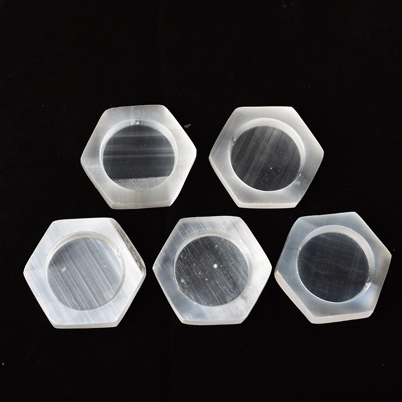 1PC Hexagon Stone Bowl Natural Selenite Gemstone Energy Healing  Massage Chakra Reiki Spiritual Therapy Minerales Ornaments view 2