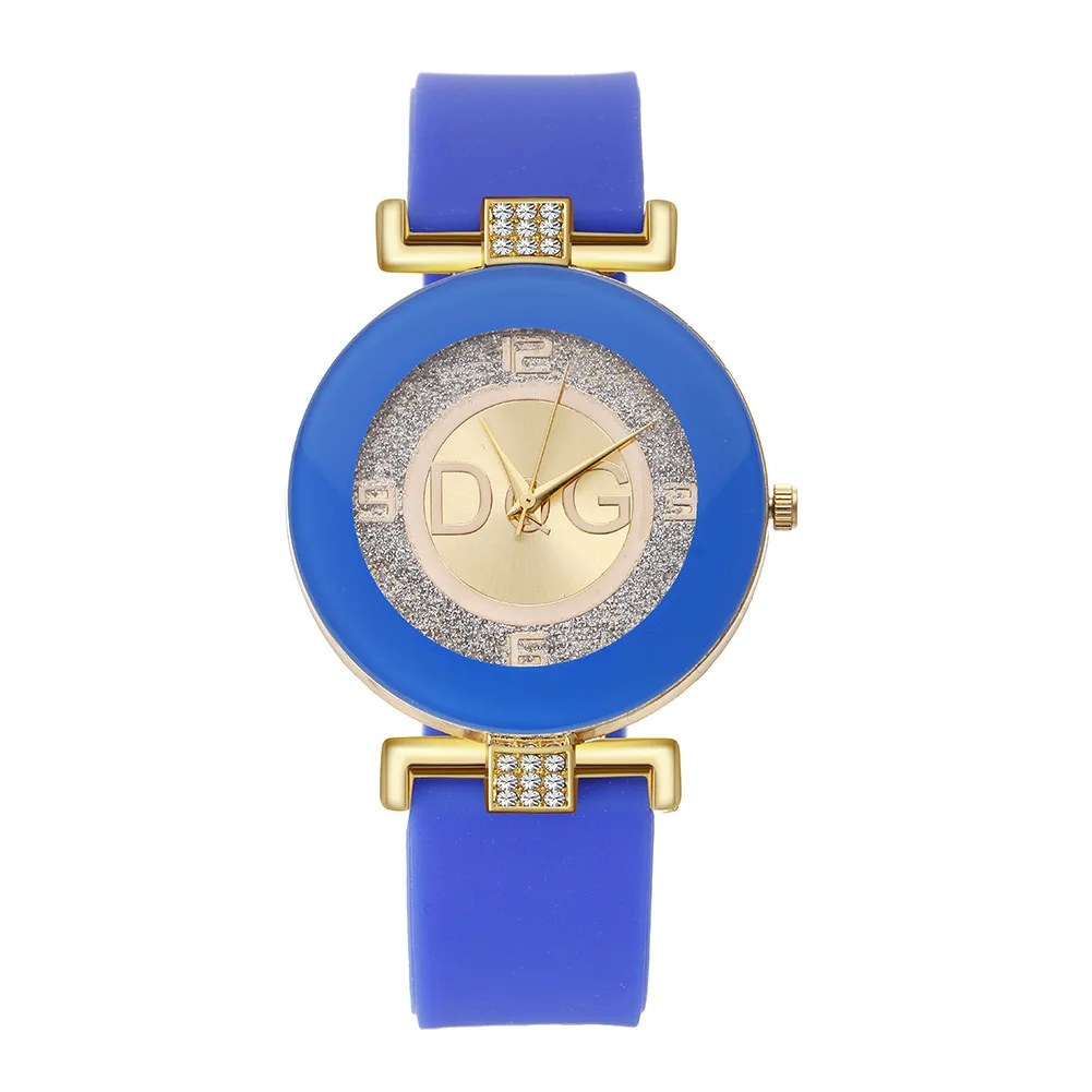 DQG-Reloj de pulsera de silicona para mujer, cronógrafo Digital de cuarzo, resistente al agua, con diamantes, color blanco