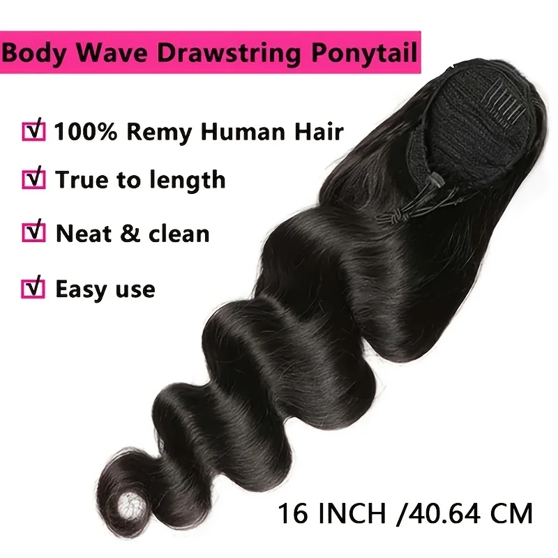 Body Wave Human Hair Drawstring Ponytail Remy Clip In Ponytail Hair Extension Brazilian Natural Color Wavy Ponytail Virgin Hair