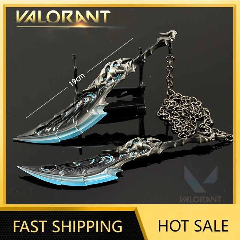 Flood Fury Double Chop Knife 19 cm/7.48 pollici Valorant Periferiche di gioco Tutto in metallo Arma Cosplay Coltelli Modelli Artigianato Regali Giocattoli