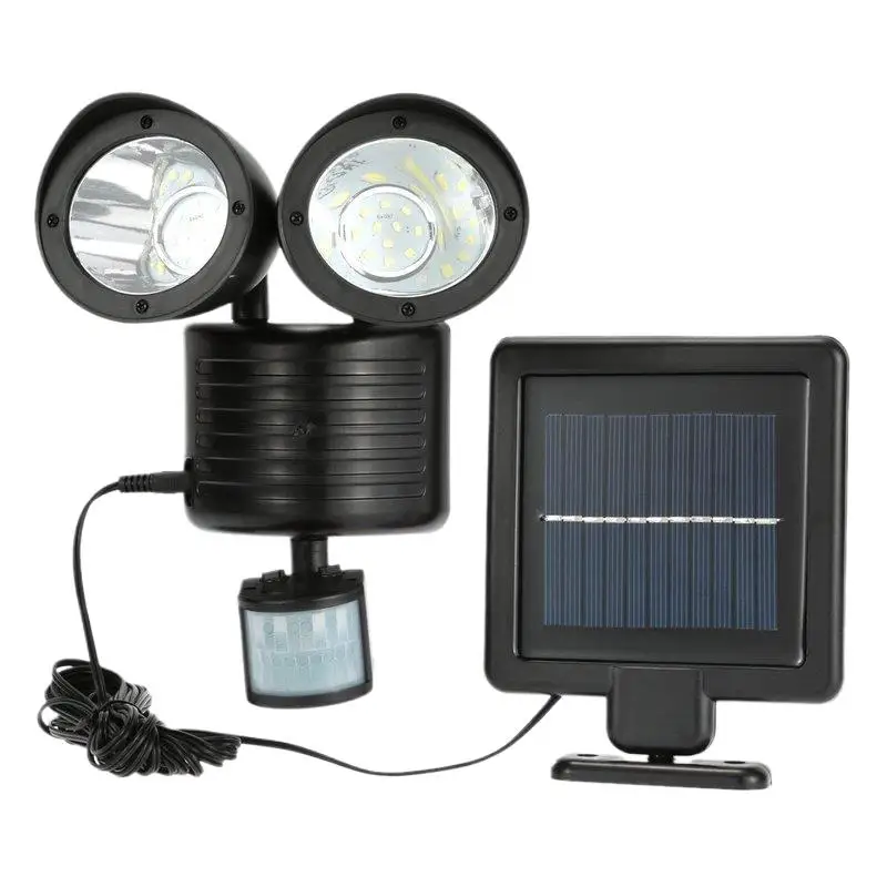 

Motion Sensor 22LEDs Solar Energy Saving Dual Heads IP55 Waterpro Human Body Induction Spotlight Outdoor Courtyard Floodlight