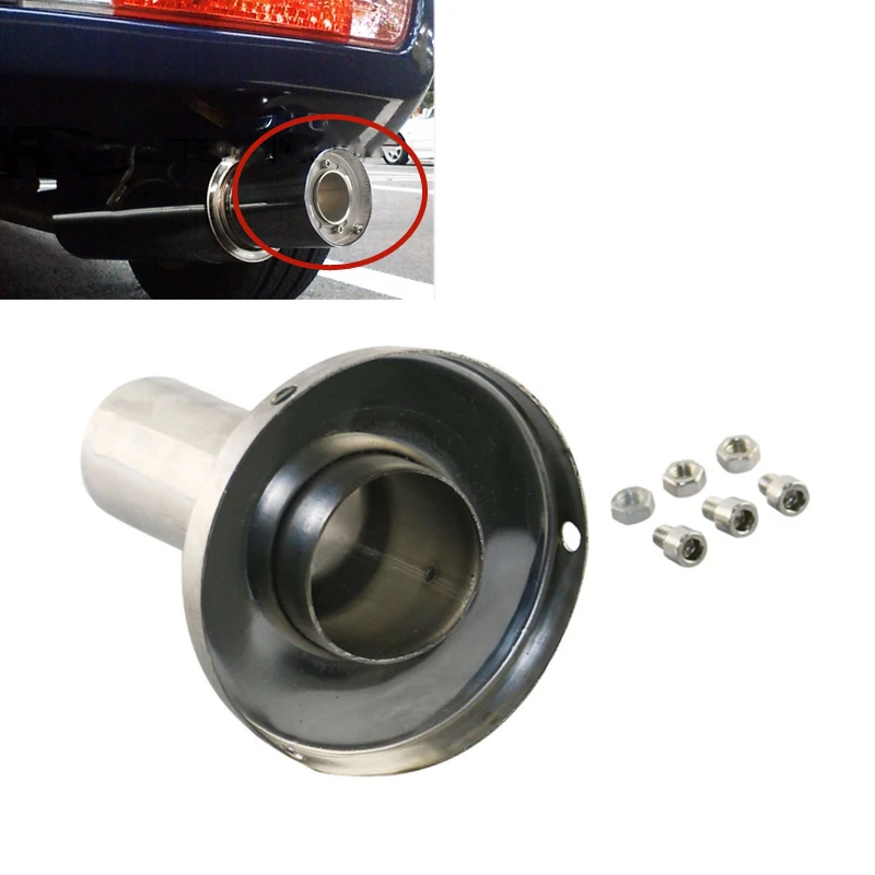 Universal unadjustable 73 /87 /98mm Car Stainless Chrome Exhaust Muffler Silencer Reduce Noise round tip silencer