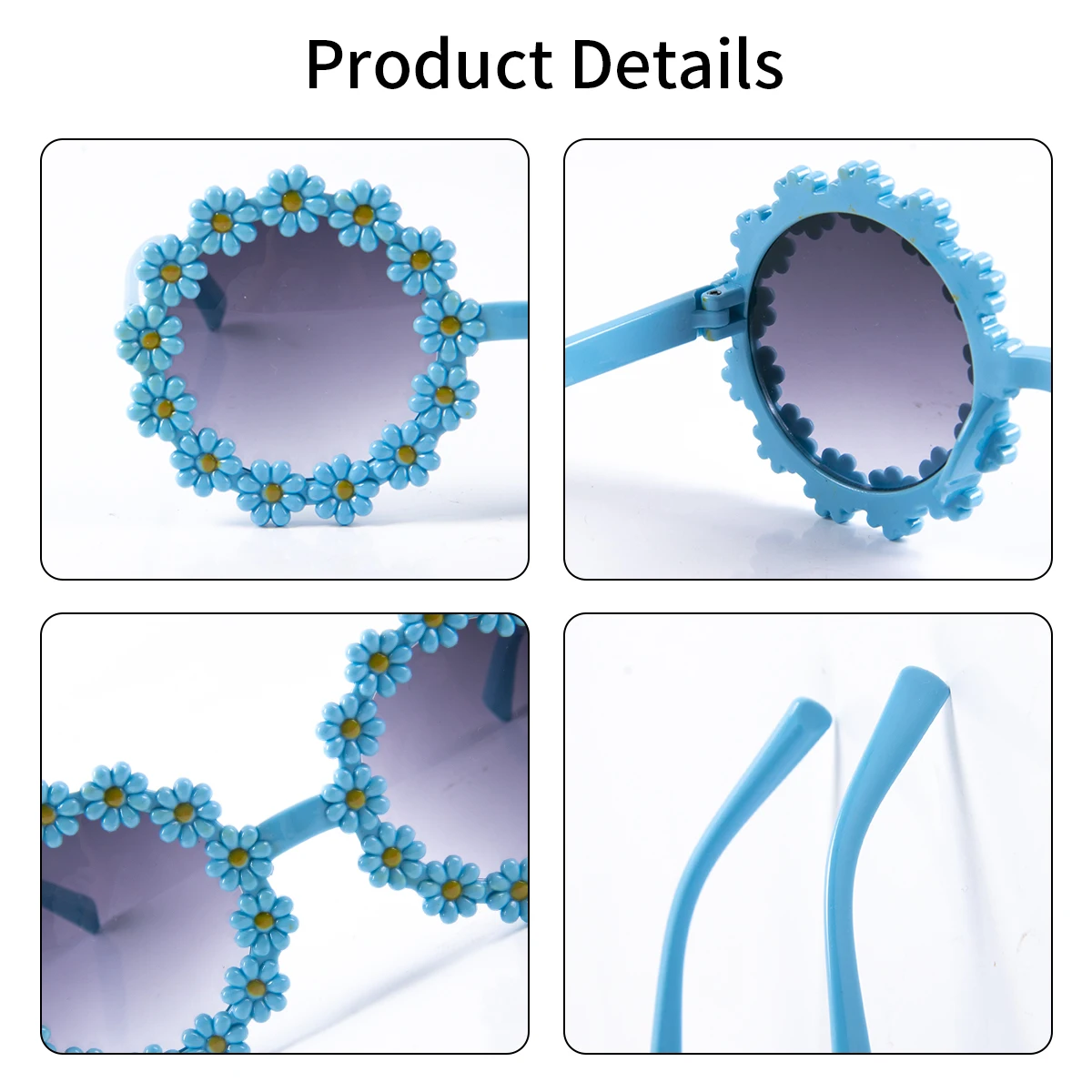 6/1pcs Flower Shaped Sunglasses Round Frame Glasses Cute Daisy Sunglasses for Girls Children summer beach Birthday Outdoor Party