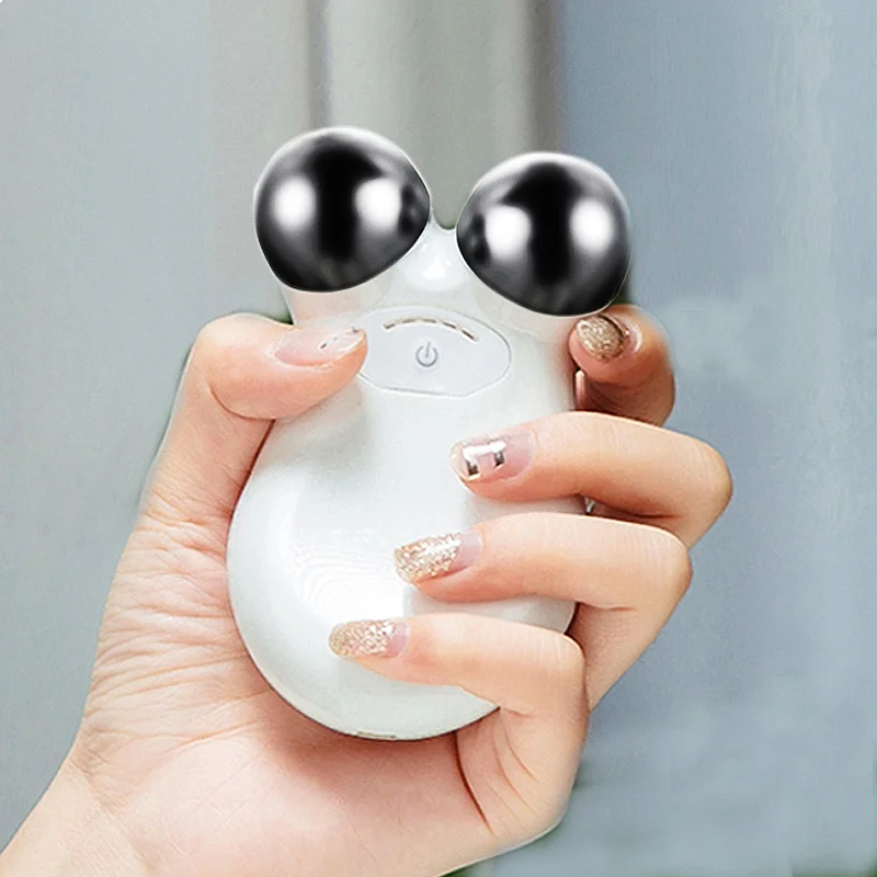858 EMS Ion V-Shaped ABS USB Massager Roller Home Use Anti-Cellulite Skin Tightening Facial Lift Device for Face