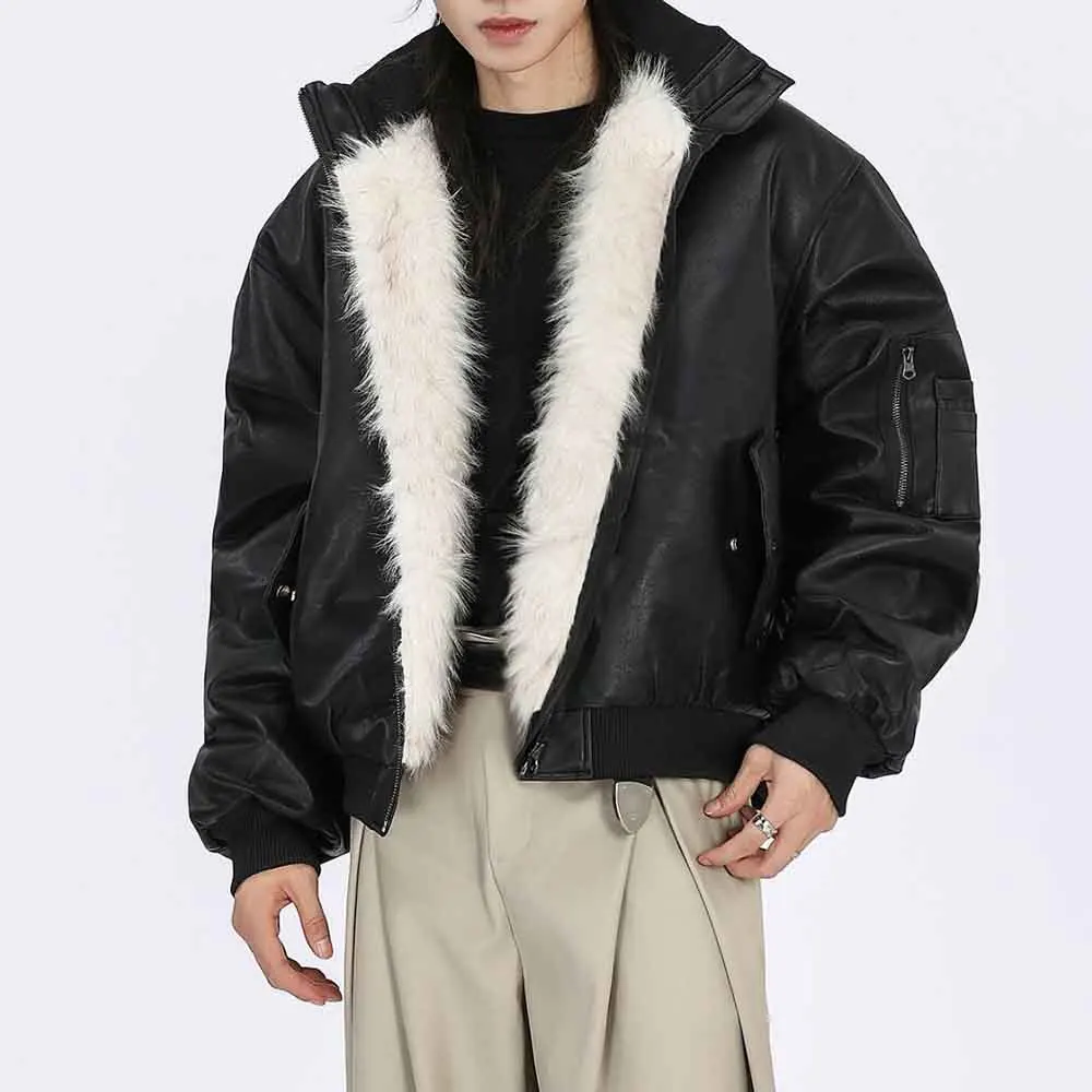 

2025 Winter New Men's Solid Color Long-Sleeved Jacket American Retro Fashion Trendy High Street Casual Loose Niche Men's Top