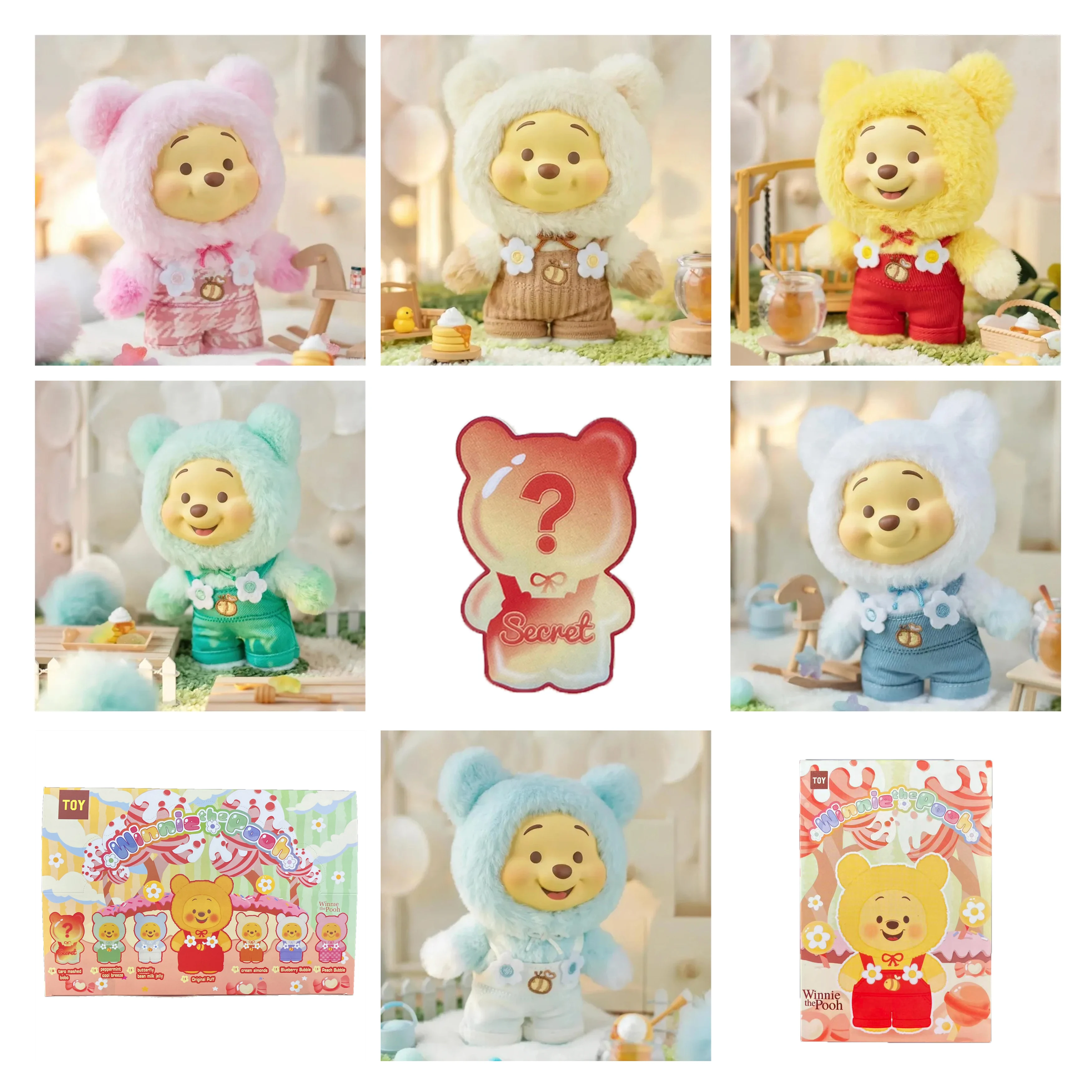 

Disney Winnie the Pooh Candy Color Blind Box Plush Blind Bag Surprise Pack Hanging Doll Pendant Cute Cartoon Collectible Gift