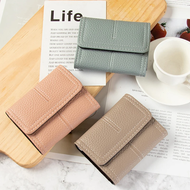 Neue Mini 8 Slots Karte Halter Tasche Einfache Feste Farbe Karteninhaber für Frauen Männer Kredit ID Card Organizer Leder Karteninhaber brieftasche