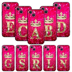 Case For Apple iPhone 13 14 15 11 12 Pro 7 XR X XS Max 8 Plus SE 2022 Phone Cover Shell Pink Diamonds Letter