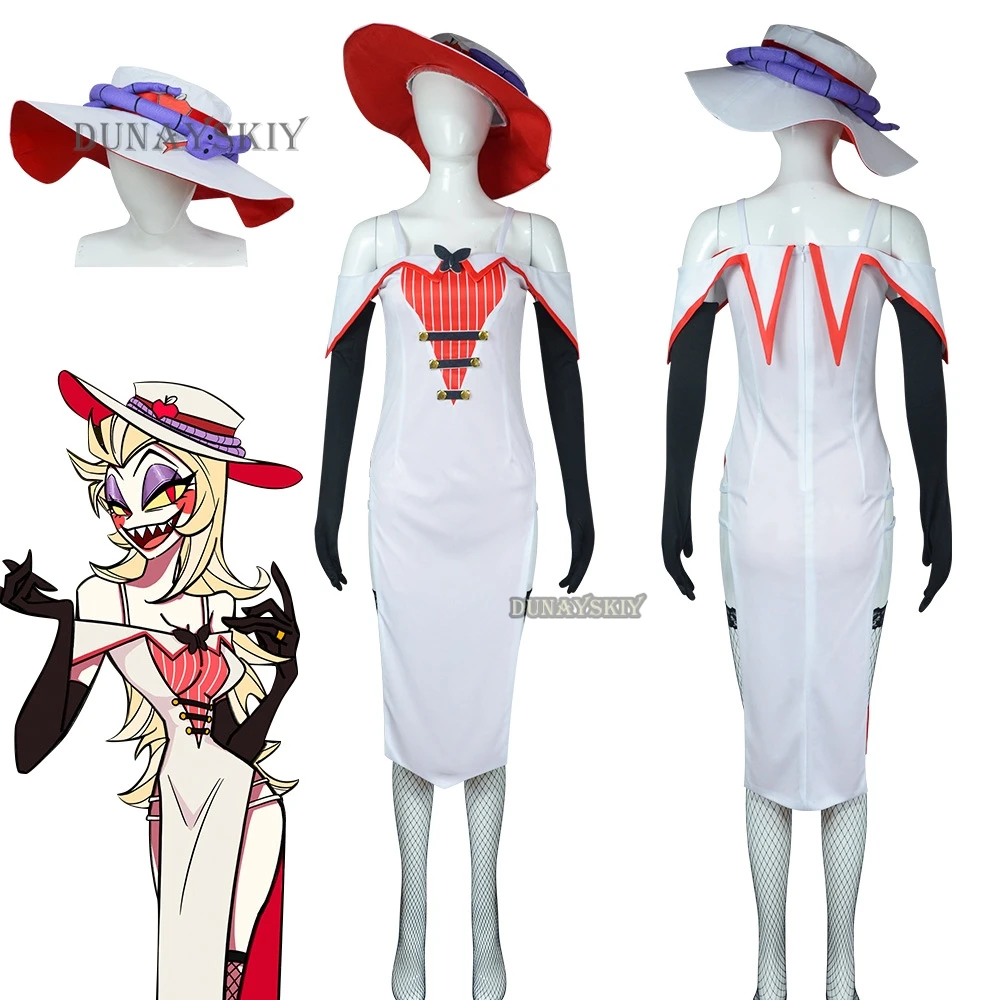 Lucifer Morningstar Cosplay Costume Genderswap Anime Uniform Hasbin Adult Women Suit Hotel Halloween Carnival Uniform Costume