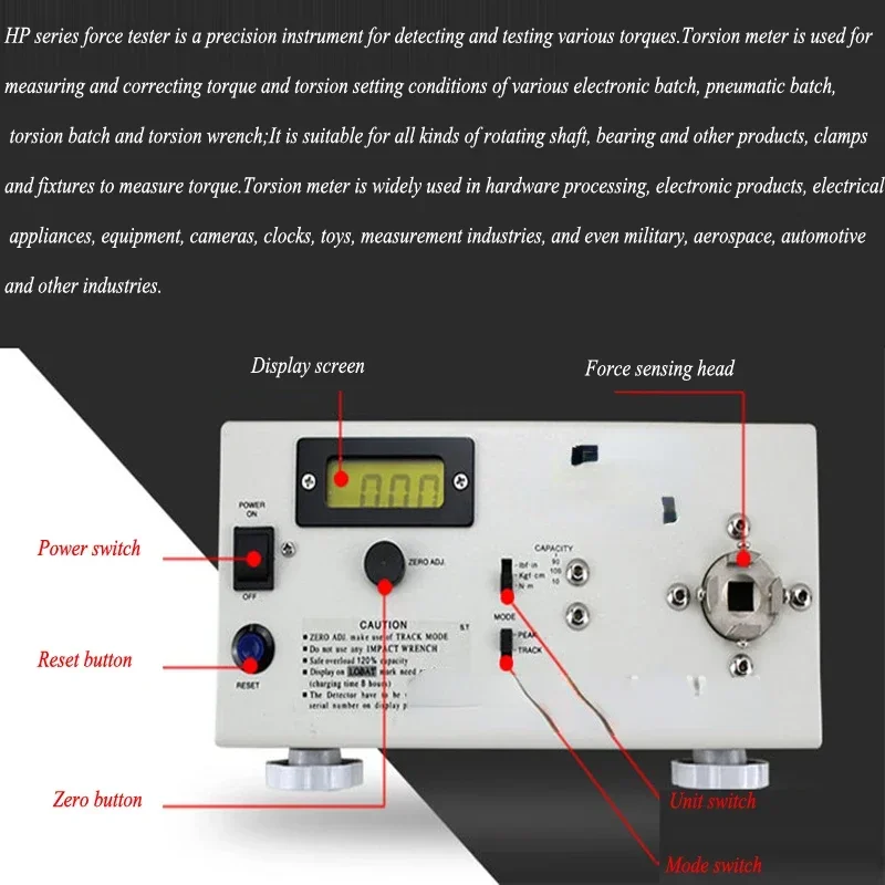 Digital Torque Tester Electric Batch Wrench Cap Light Bulb Motor Torque Meter HP-100 HOT SALES