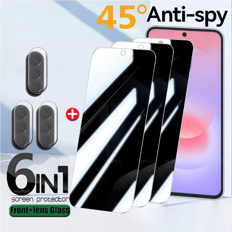 6-in-1 For Samsung Jump 5 Glass Samsung Jump 5 Tempered Glass Privacy Anti-Spy Screen Protector Samsung Galaxy Jump 5 Lens Glass