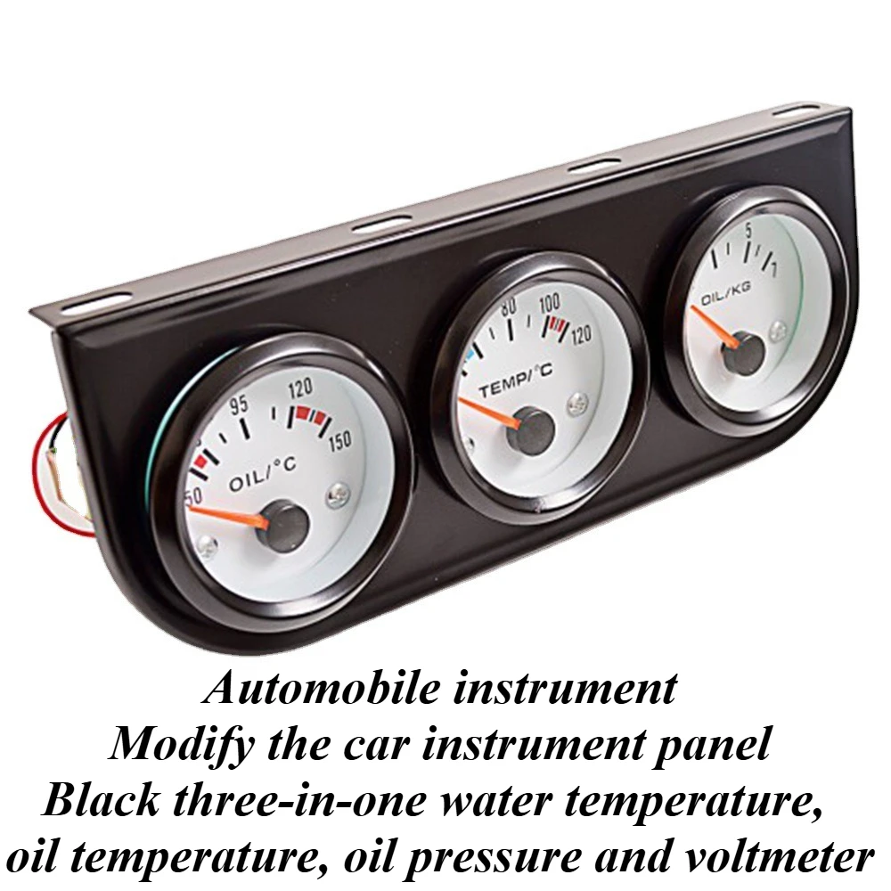 

For Universal Car Black Triple Gauge Set Water Temp Oil Pressure Voltage Monitor Racing Style Dash Panel Auto Accessories Parts