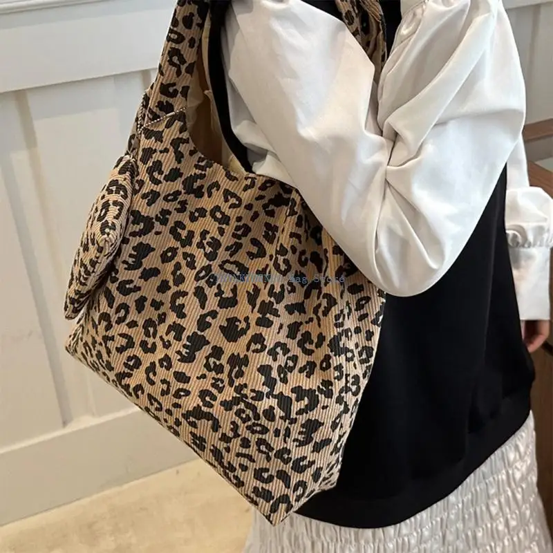 

340D Leopard Print Autumn Winter Slouchy Bag Handbag Shoulder Purse Casual Work Bag