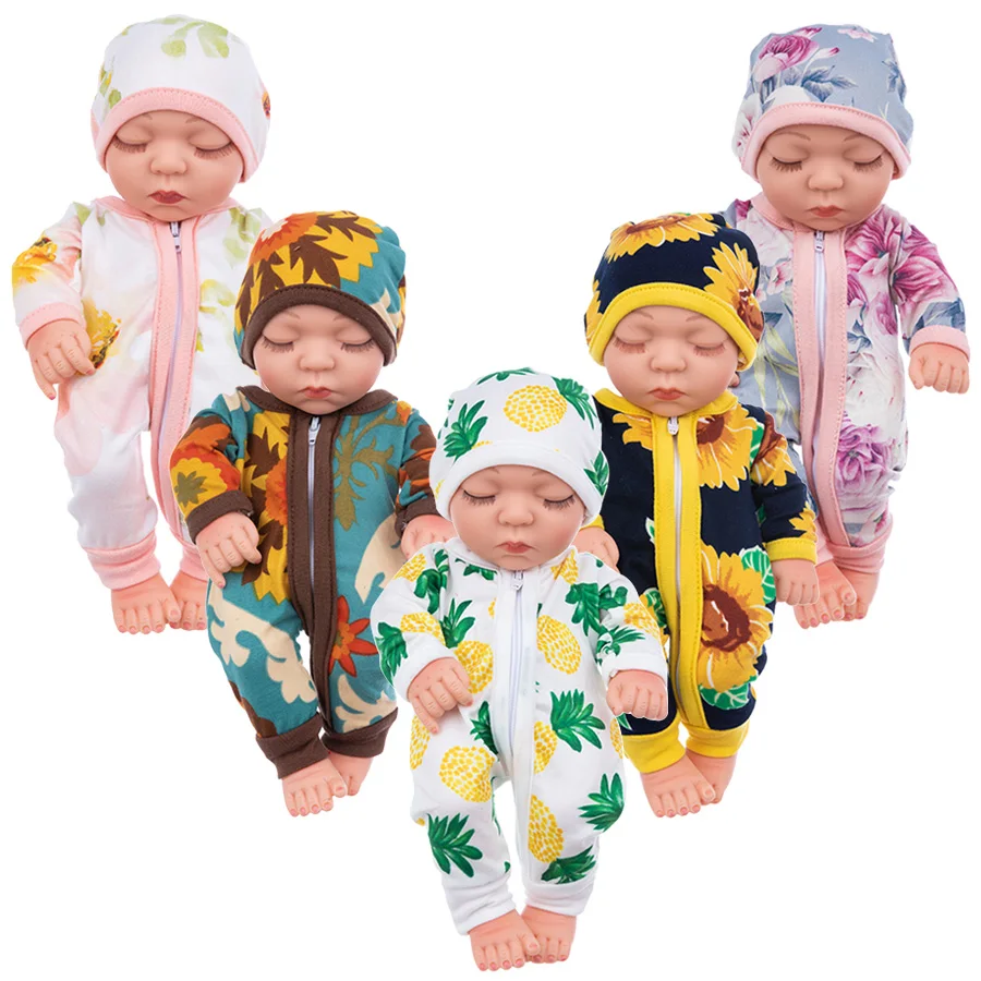 Cute Sunflower Pajamas Suit for 10inch New Born Baby Doll Reborn Doll Clothes Jumpsuits 28cm Doll Girls Toys Our Generation Nenu