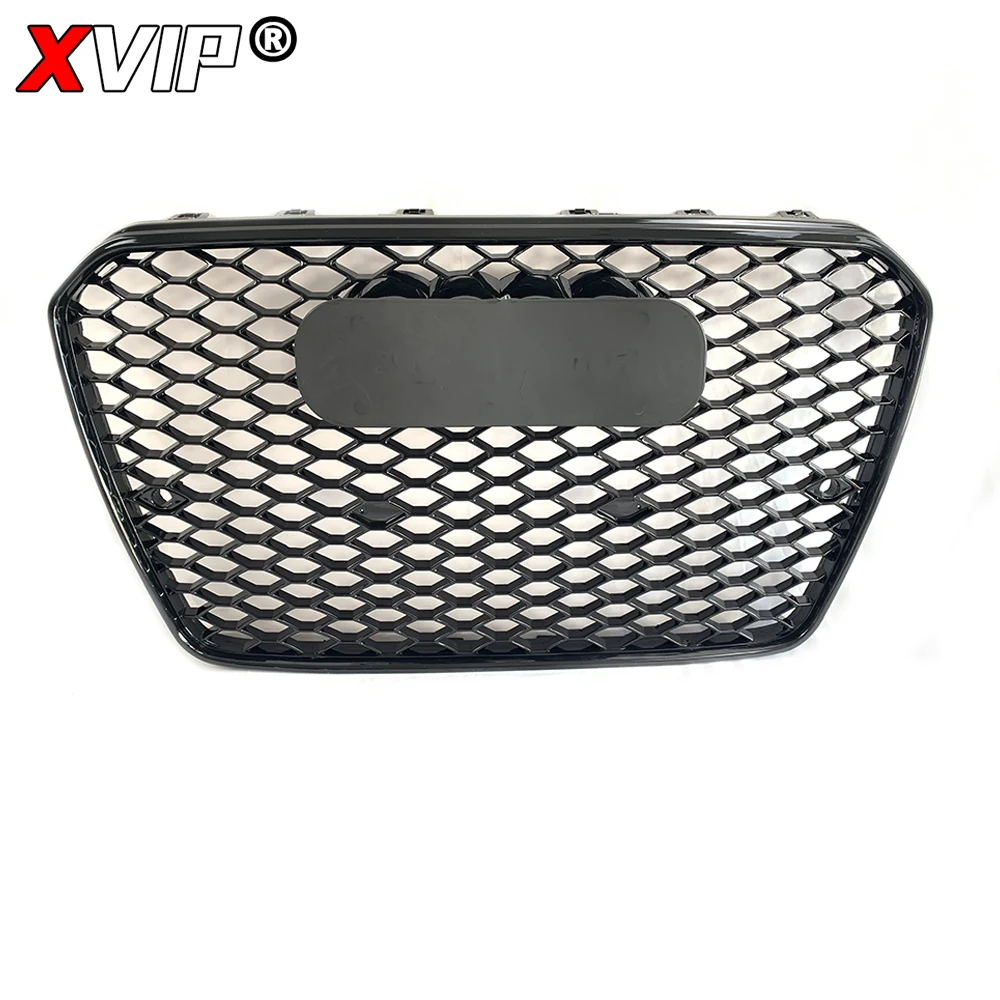 XVIP All Glossy Black Racing Grills Radiator Grill For Audi A5 S5 8T 2013-2016 To RS Style Upper Grid Black Front Bumper Grille