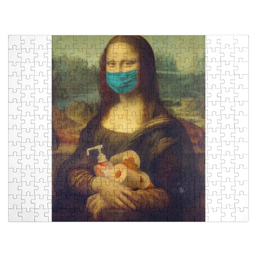 Mona Lisa wearing Facemask in Pandemic Jigsaw Puzzle Diorama Accessories Customized Kids Gift Children Puzzle Baby Wooden Puzzle