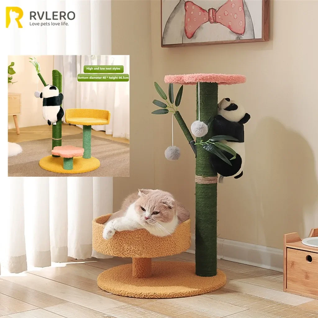 Cat Climbing Frame Sisal Grinding Claw Nest Wooden Climbing Frame Teasing Cat Jumping Platform Cute Panda Modelling Pet Supplies