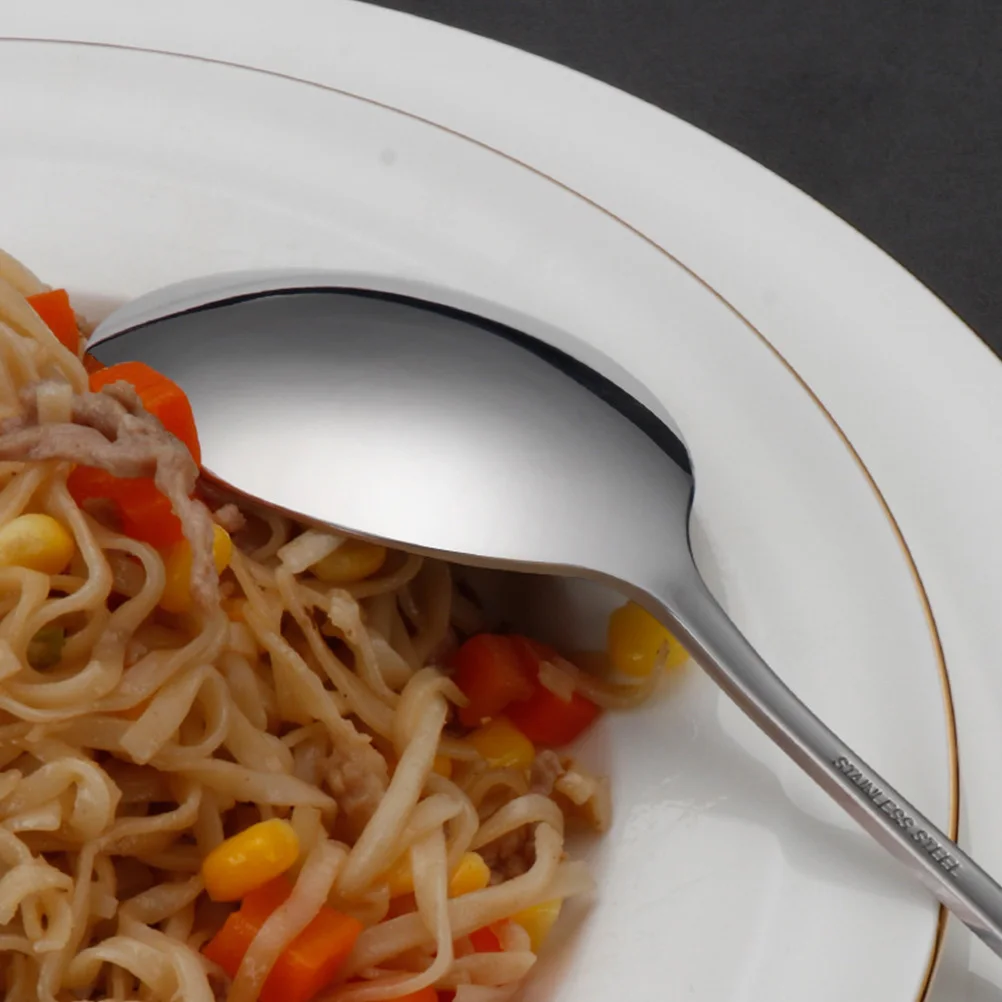 

2pcs Stainless Steel Serving Spoons Set Rustproof Long Handle Food Scoops For Rice Soup Salad Kitchen Utensils Tableware