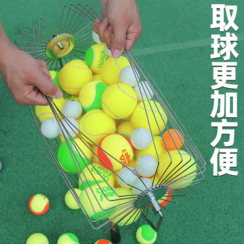 Tennis ball picker hand push cylinder telescopic convenient automatic ball pick up fast collection lightweight stainless steel