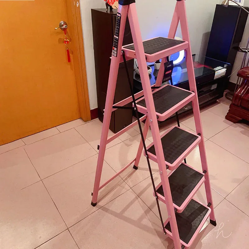 Non-slip Home Step Ladders Multi-functional Thickened Steel Pipe Shrinking Step Stools Climbing Stairs Indoor Folding Ladder