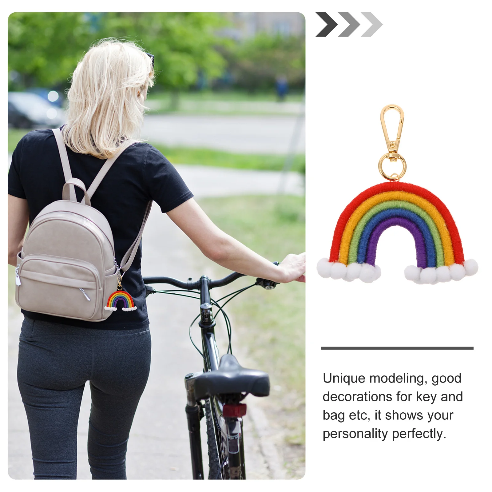 

Key Ring Pendant Rainbow Style Hand-Woven Keychain For Car Keys Creative Colorful Bag Hanging Ornament Unique Decor