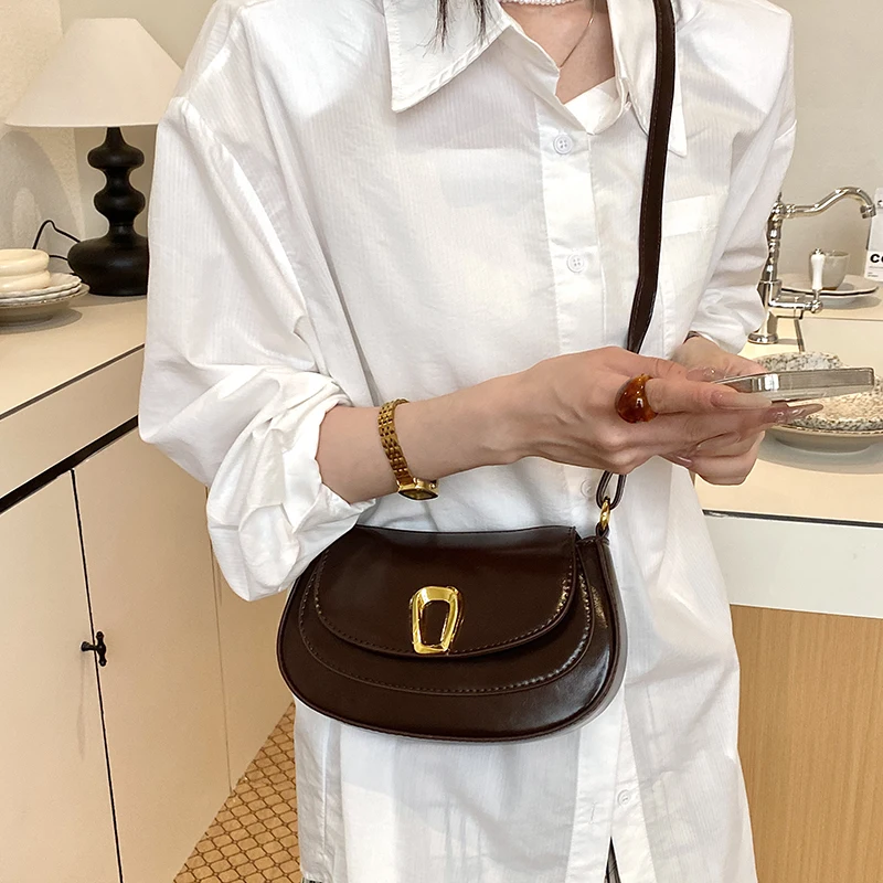 Luxus Designer Hobos Handtasche Frauen Kleine Achselhöhle Tasche Vintage Kupplung Geldbörse Pu Flap Schulter Taschen Für Damen Khaki Umhängetaschen – Detail 19