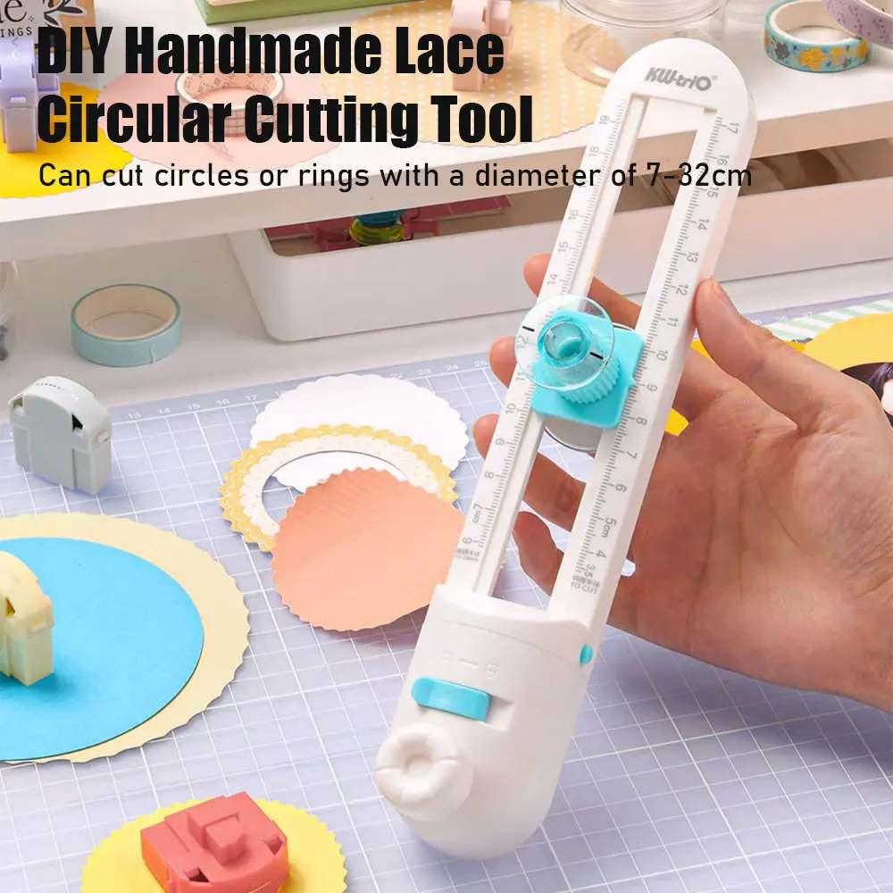8-in-1 Adjustable 360° Decorative Circle Cutter with 7 Blades, 7-32cm ABS Craft Tool for Scrapbooking, Cards and Gift Tags image 2