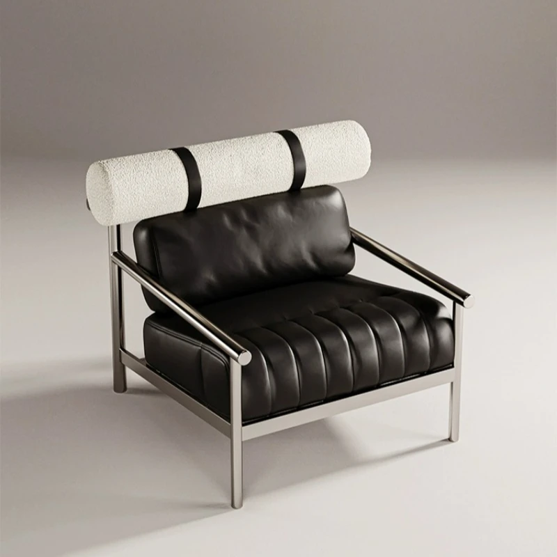 

Medieval Bauhaus Pibu Hotel B & B Designer Furniture Stainless Steel Black Leisure Chair Retro Style