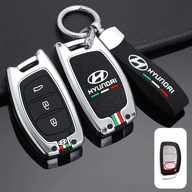 

Metal + Silicone Car Key Pouch Durable Protective Case For Hyundai i30 tucson accent hyundai i20 ix35 Interior Auto Accessories