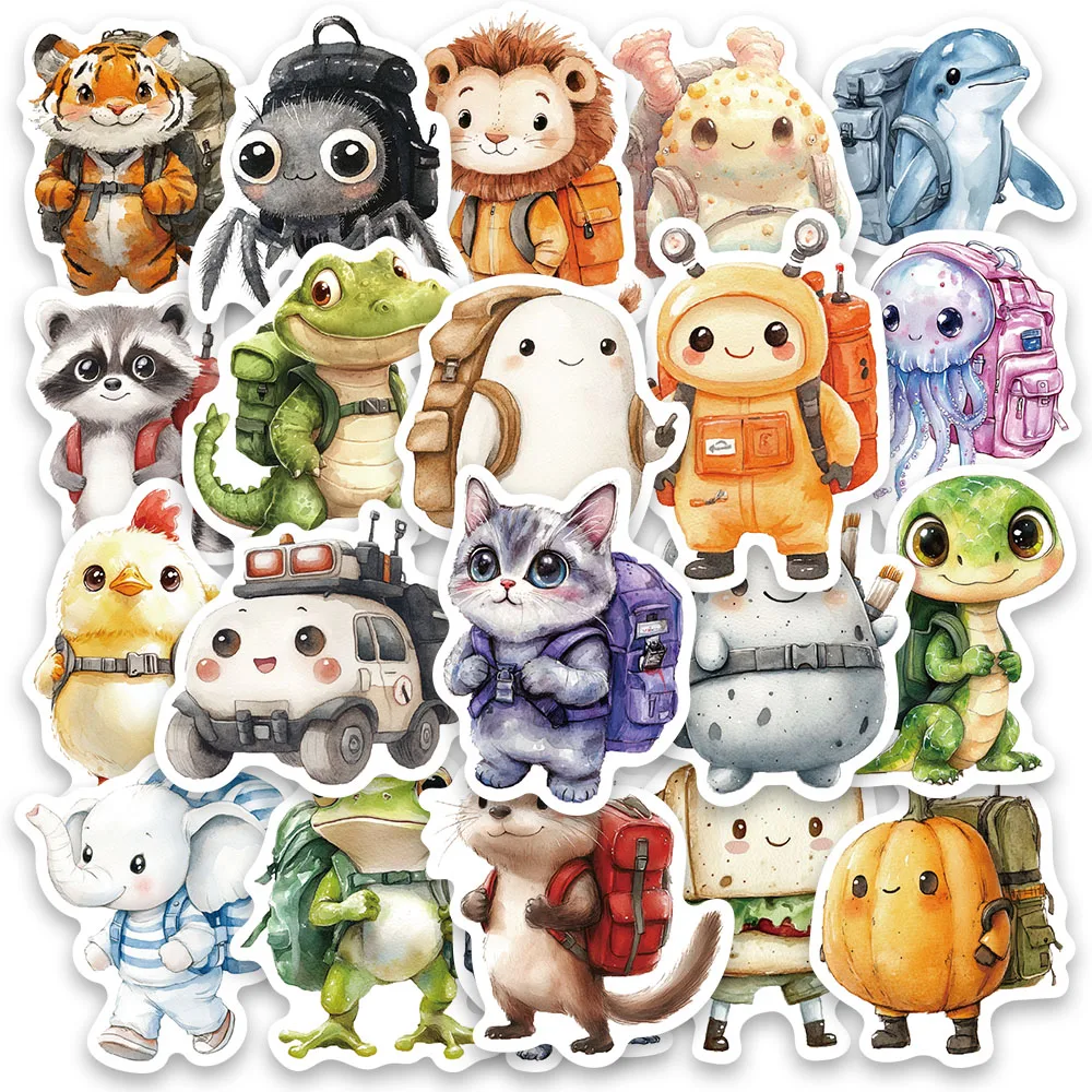 

50pcs Cute Cartoon Fairy tale Traveling Animals Stickers Waterproof Graffiti For Laptop Water Bottle Luggage Diary Vinyl Decals