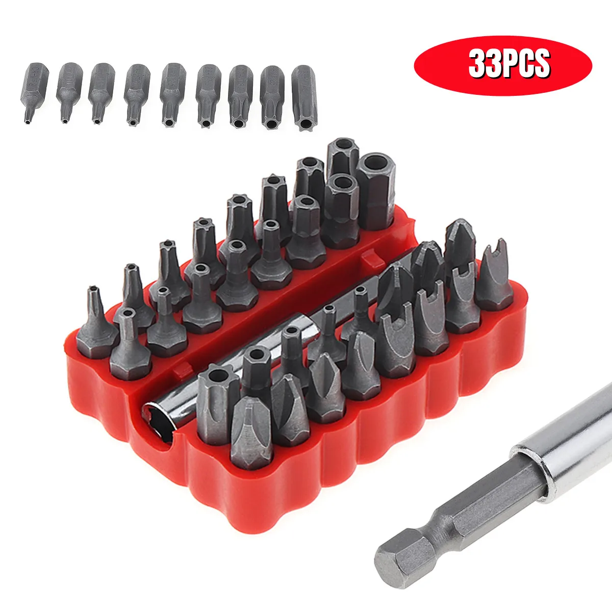 33pcs Hollow Electric Screwdriver Bit Combination Set Hexagonal Plum Blossom Three-Claw Four-Claw Slotted Screwdriver Accessory