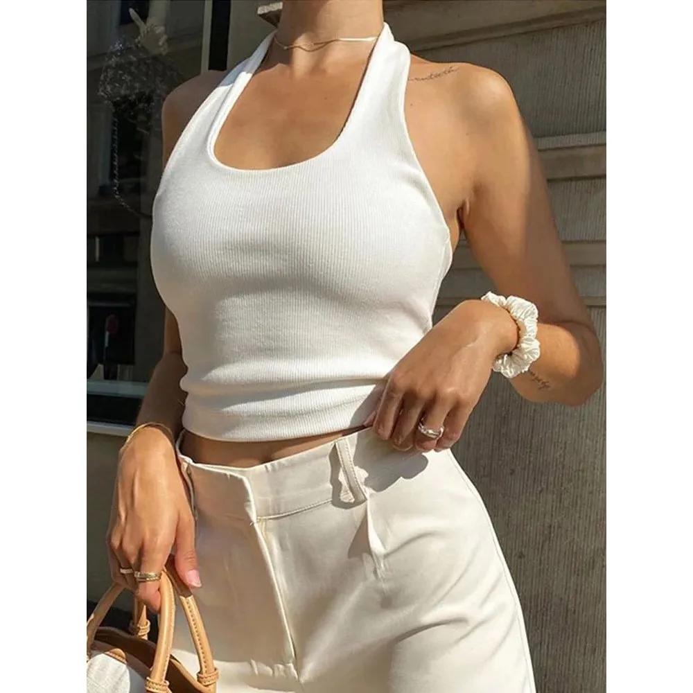 

White ter Ne Sexy Bal Tank Top for Women Streetwear 2024 Spring Season Other Material 00% Ladies Vest Strap