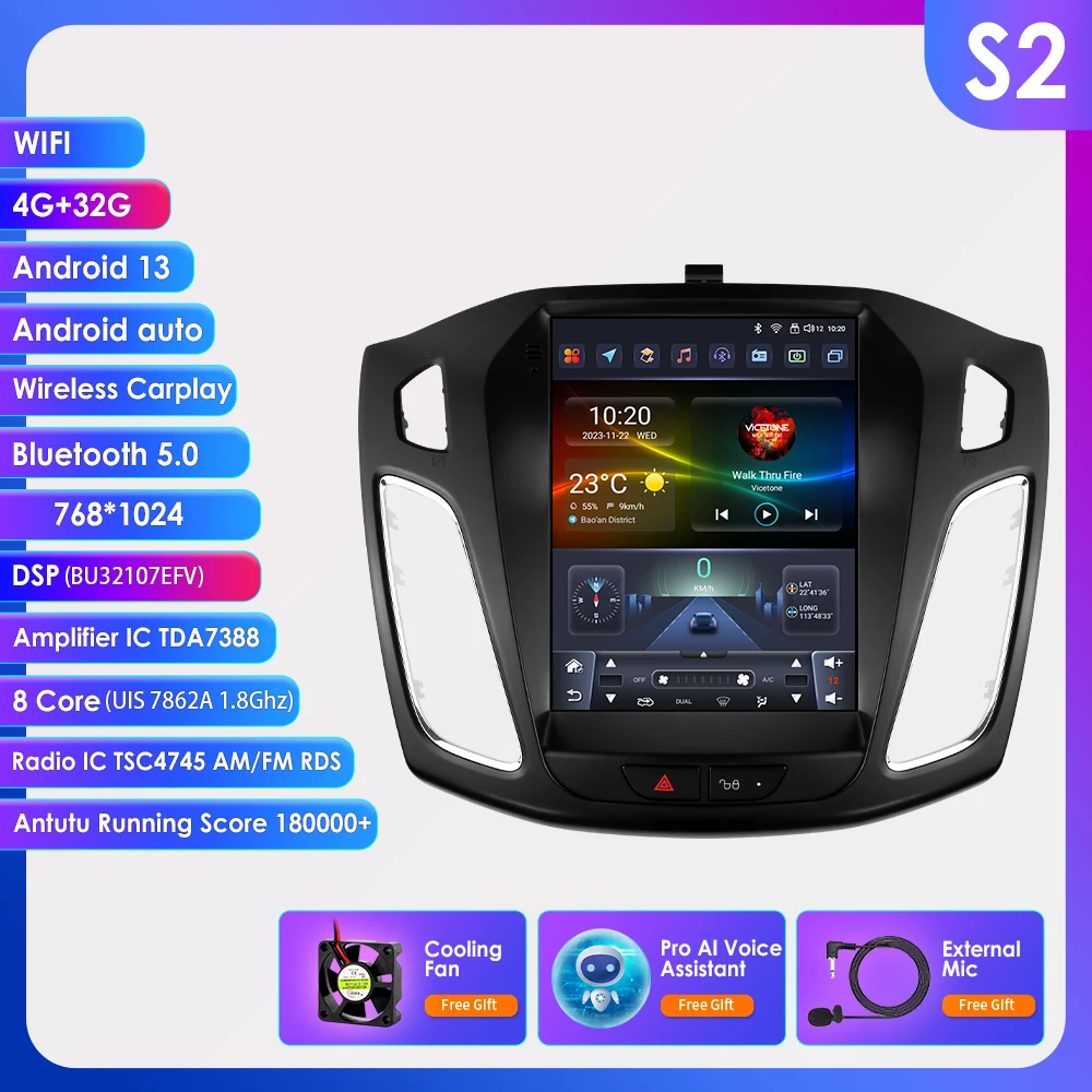 Hizpo voor Tesla Stijl Carplay Android Autoradio voor Ford Focus MK3 2012-2018 Multimedia Video Player Navigatie GPS auto Stereo
